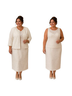 Maya Brooke White 2-Piece Jacket Dress Set NWT Plus Size 20W